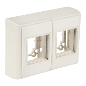 Wall mounting base outlet box for one Mosaic 45x45 module with side caps, white